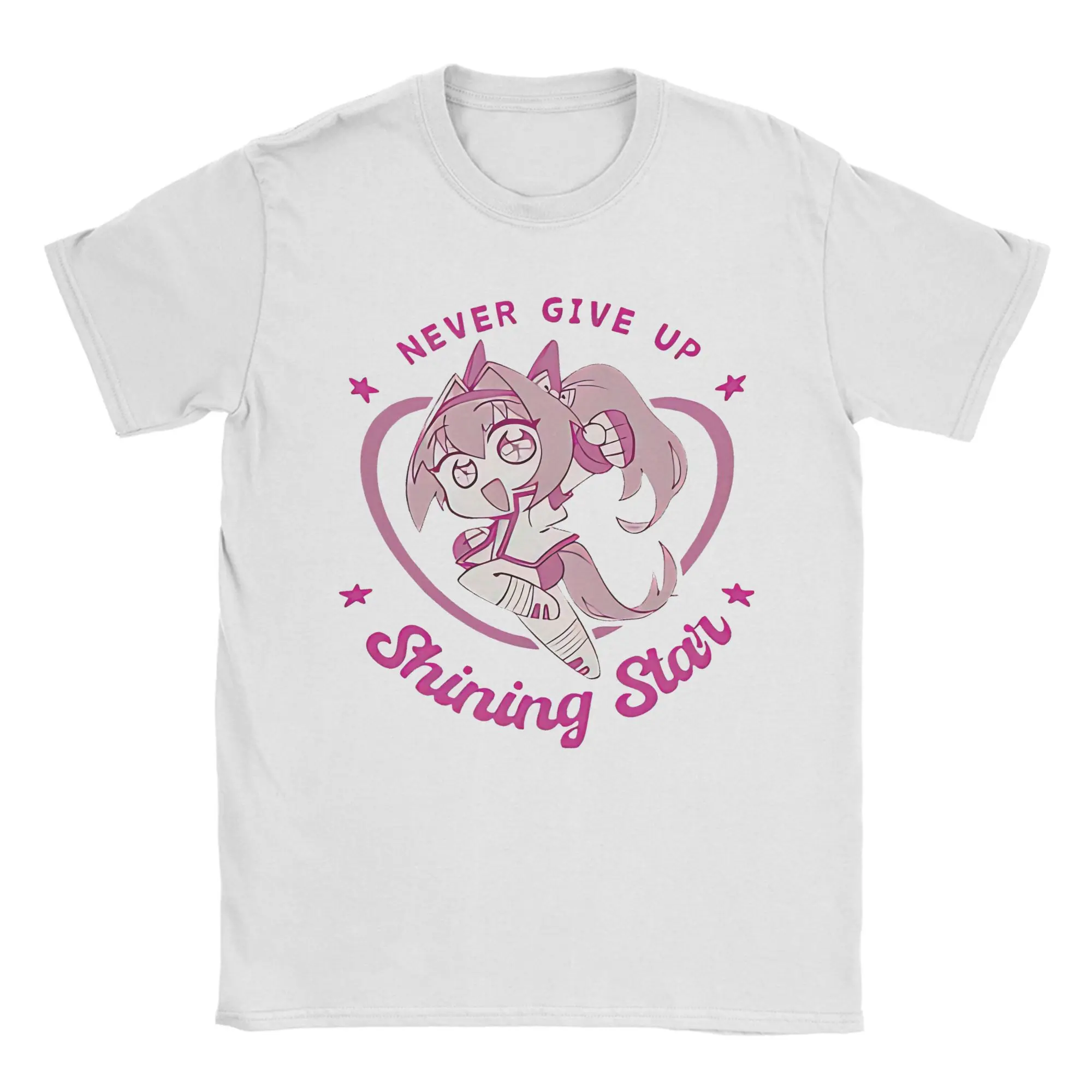 

Футболки Shining Star Haru Urara never give up, мужская футболка из 100% хлопка, футболка с круглым вырезом, одежда с короткими рукавами, большие размеры