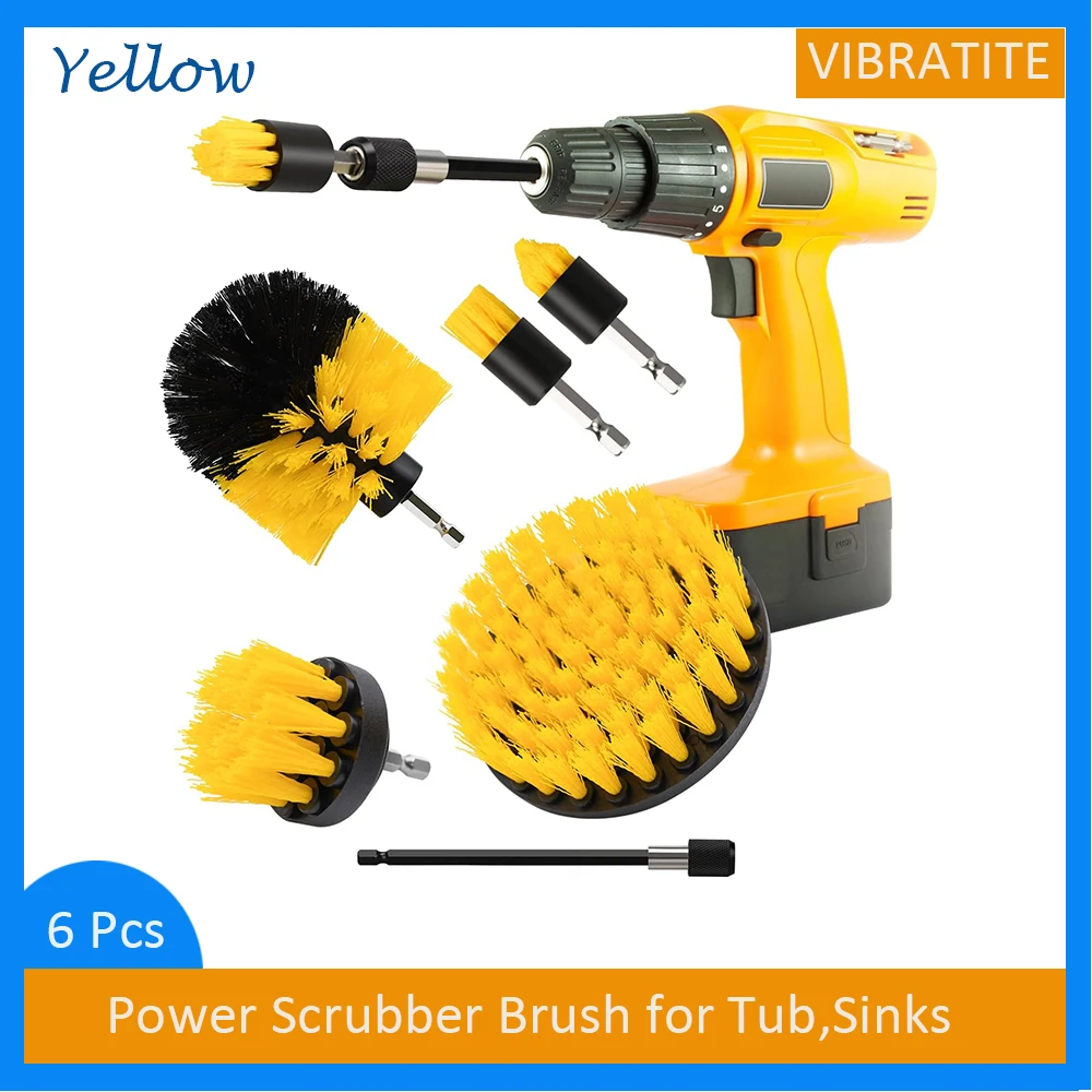 6Pcs Drill Cleaning Brush Attachment Set, Power Scrubber Brush for Car, Floor, Shower, Tile, Carpet,Corner,Floor,Kitchen Surface