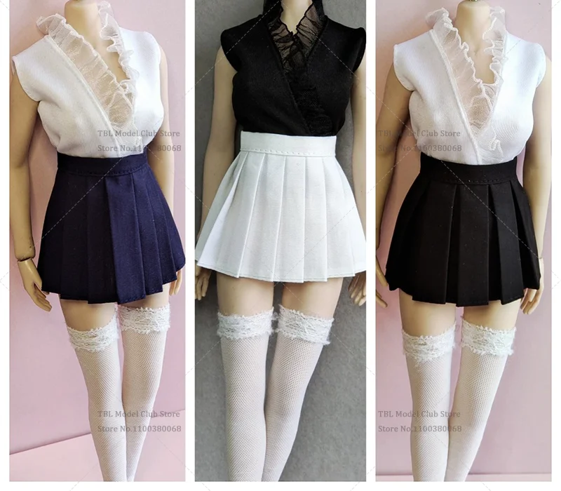 111 1/6 Scale Female Clothes 3 Colour Pleated Mini Skirt JK Student Style Business Attire For 12-inch Action Figure Soldier