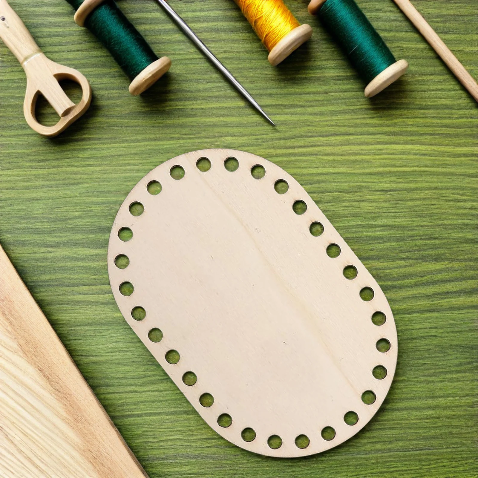 

4Pcs Wooden Crochet Bag Bottoms Natural Craft Wood Rounds for DIY Basket Weaving Supplies Unfinished Oval Circle Base Home