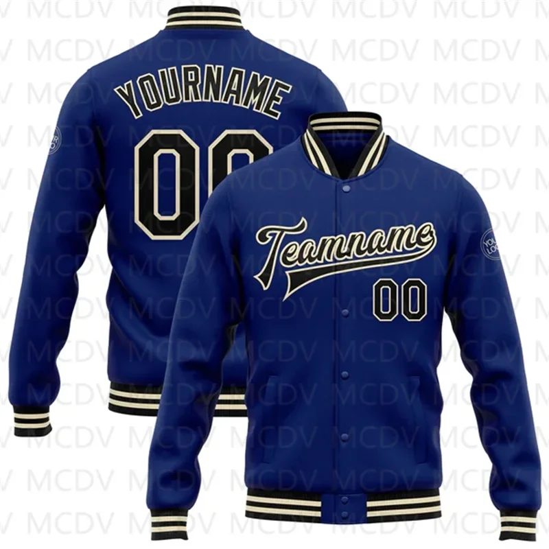 

Custom Royal Black-Or Bomber Full-Snap Varsity Letterman Jacket