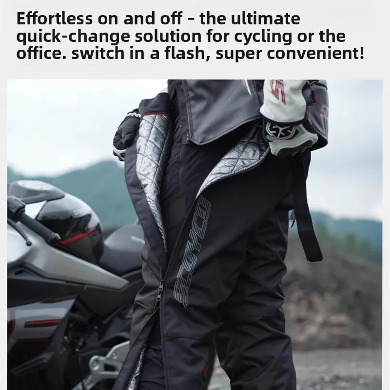 SCOYCO Pantaloni invernali da moto Take Off rapido Pantaloni anticaduta CE da motocross caldi antivento impermeabili