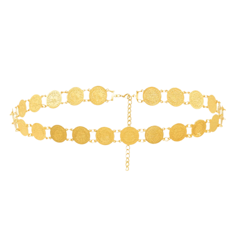 

Metal Ethnic Style Belt Silver Tassel Metal Coin Waist Chain Hollow Out Thailand Dance Dress Belt Chains Costume Accessories