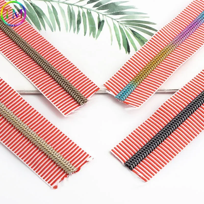 20-50 Yards Colorful Striped 5# Zipper Separate Open Tail Zippers Decor Diy Sewing Bags Purse Clothes Craft Zipper Accessories