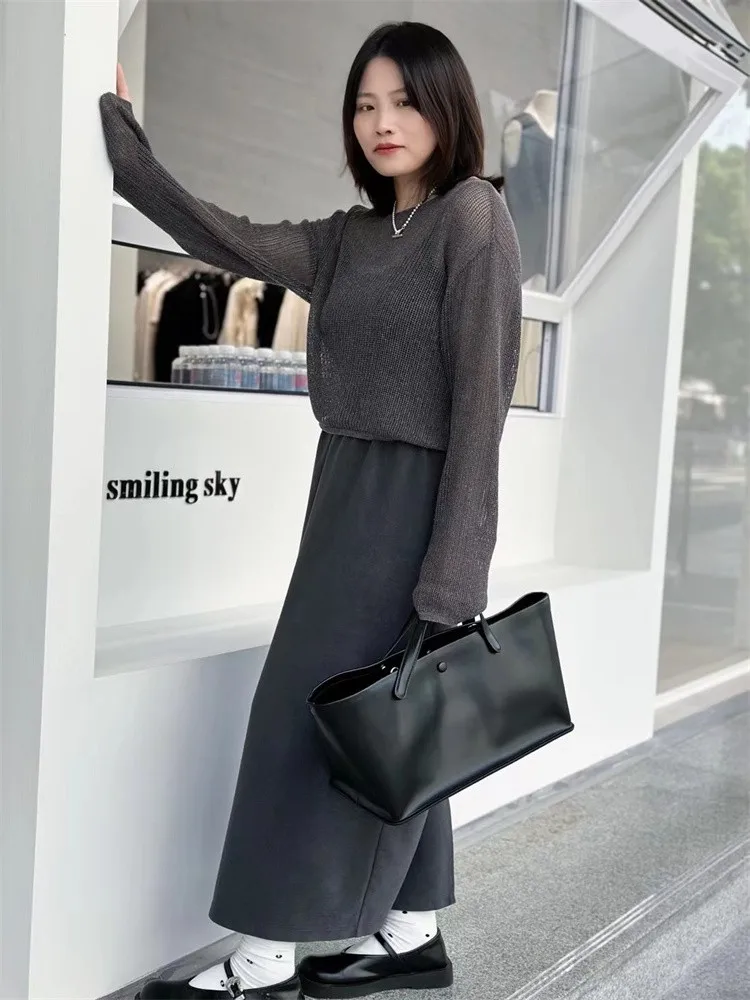 

High-Quali Leather Large Capaci Commuter Handbag Women's 2025 New Faion High-End Single oulder Tote Bag