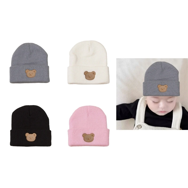 

Baby Hat Cartoon Embroidery Beanie Hat Crochet Knitted Bonnet Caps Winter Hat for Baby Kid Children Boy Girl 3-12 Months