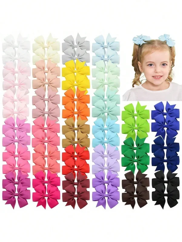 30/40/50 Stück Baby Mädchen Haarbögen Clips Zufällige Farbe 2,5'' Ripsband Bowbot Haarnadel Haarspangen Haarschmuck – Detail 8