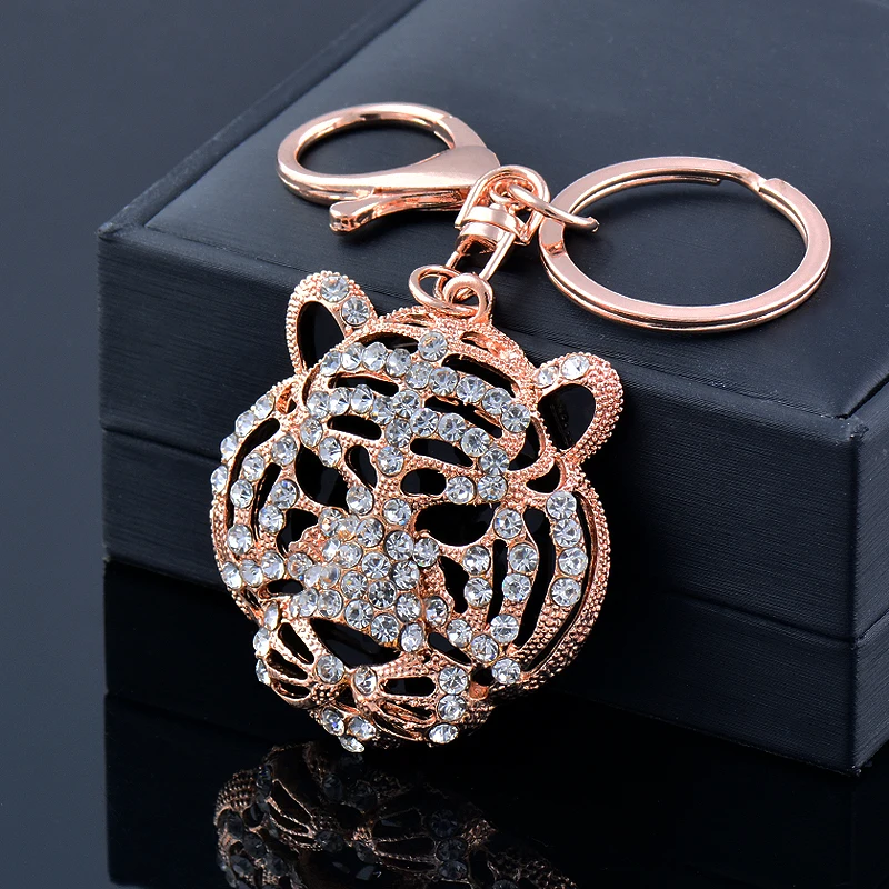 SINLEERY Fashion Animal Rose Gold Color Lobster Clasp Metal Keychain Snake Cubic Zirconia Key Holder Ring jewelry