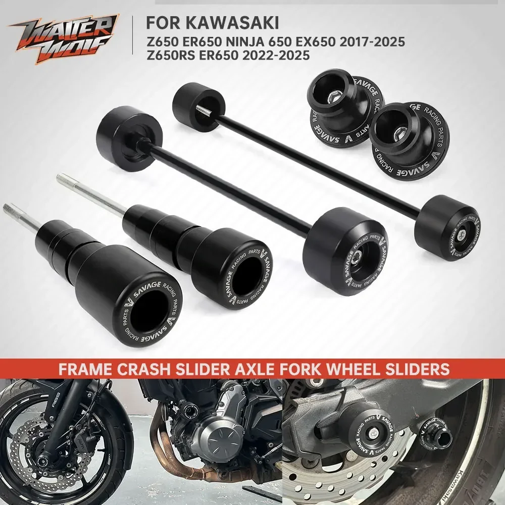 

Motorcycle Frame Sliders Axle Wheel Slider For Kawasaki Ninja 650 Z650 Z650RS ER650 EX650 2017-2025 Swingarm Spool Stand Screw