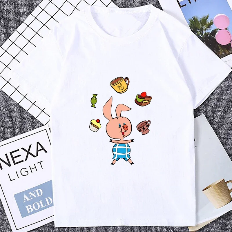 Russian Bear Graphic Couple Clothes Vintage Cartoon Where Are We Going with Piglet The Soviet Union T-shirt Casual Fashion Tees