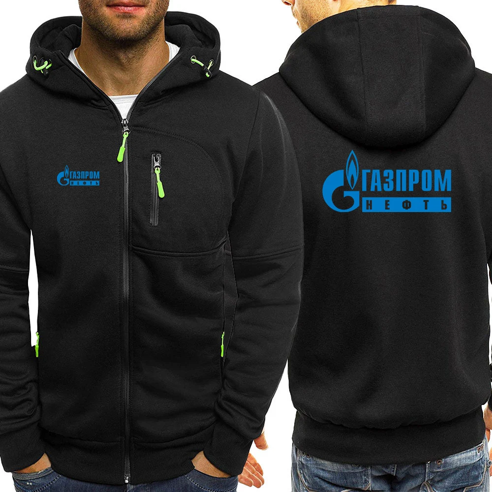 Russia Gazprom 2024 New Men's Tri-color Hooded Jacket Spring and Autumn Leisure Slim-fit Harajuku Comfortable Zipper Tops