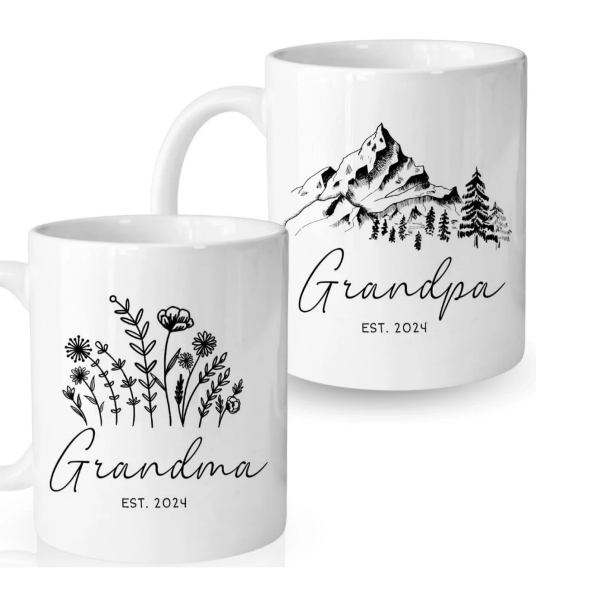 

For Grandparents Mug Set For New Grandparents Gifts 2024 Gifts Birthday Gifts Novelty Coffee Ceramic Tea Cups White 11 oz