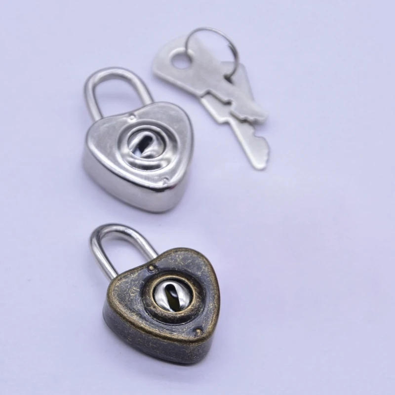 Alloy Diary Lock Mini Heart Vintage Padlocks With Key Jewelry Box Decorative Padlock for Lovers, Girls, Students