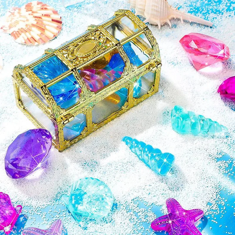 HOT-24Pcs Diving Gems Pool Toys Large Oceans Gem Diamond Gems Pirate Treasure Chest Summer Underwater Swimming Toys