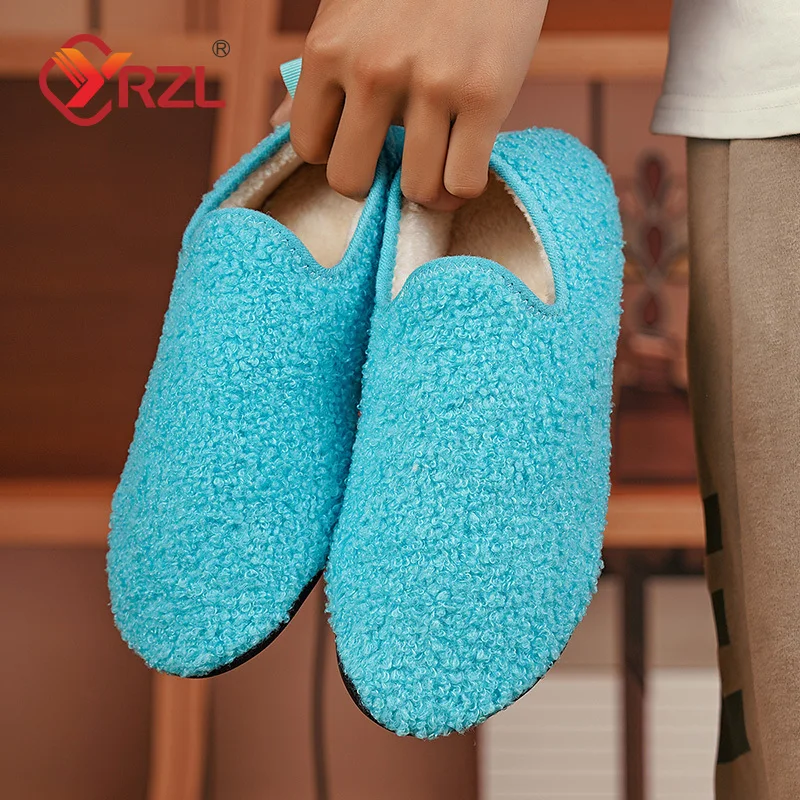 

YRZL Warm Shoes Men Winter Shoes Warm Comfy Man Flat Moccasin Man Shoes Men Slip-on Cotton Slippers for Men Casual Shoes