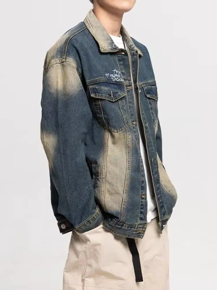 

Мужская джинсовая куртка в стиле ретро с американской талией, приталенный топ Sli большого размера, топ irt Faion Urban, весна-осень-зима