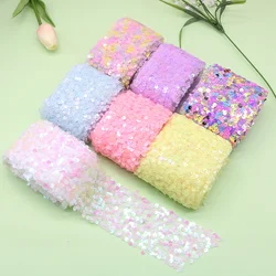 5Yards/Roll 6cm 8CM Glitter Colorful Sequins Yarn Roll Pattern Party Supplies DIY Hair Bows Handmade Materials