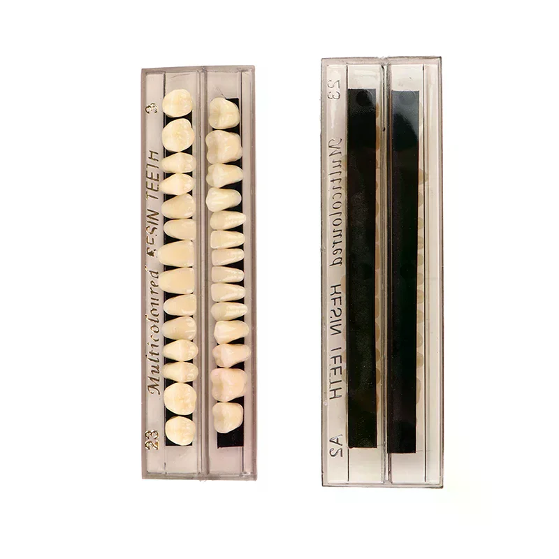 

28 Teeth/set Resin Denture Teeth 3d Shade Guide Color Comparator Mirror Dentistry Cold Light Teeth White Bleaching Dental Plate