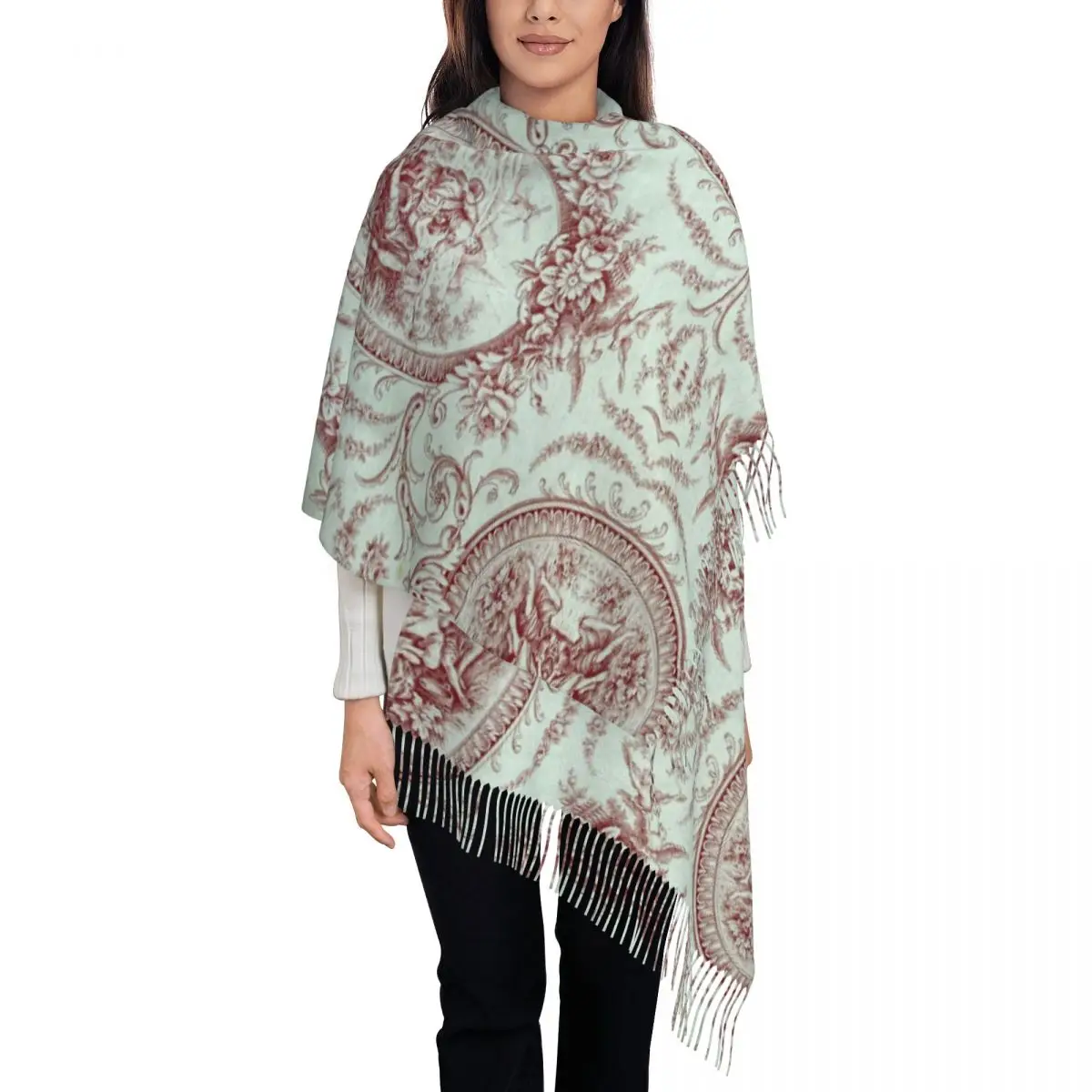 

Винтажный классический французский туаль де Jouy на заказ, темно-синий шарф с мотивом, зима-осень, теплые шарфы, традиционные французские художественные шали, накидки