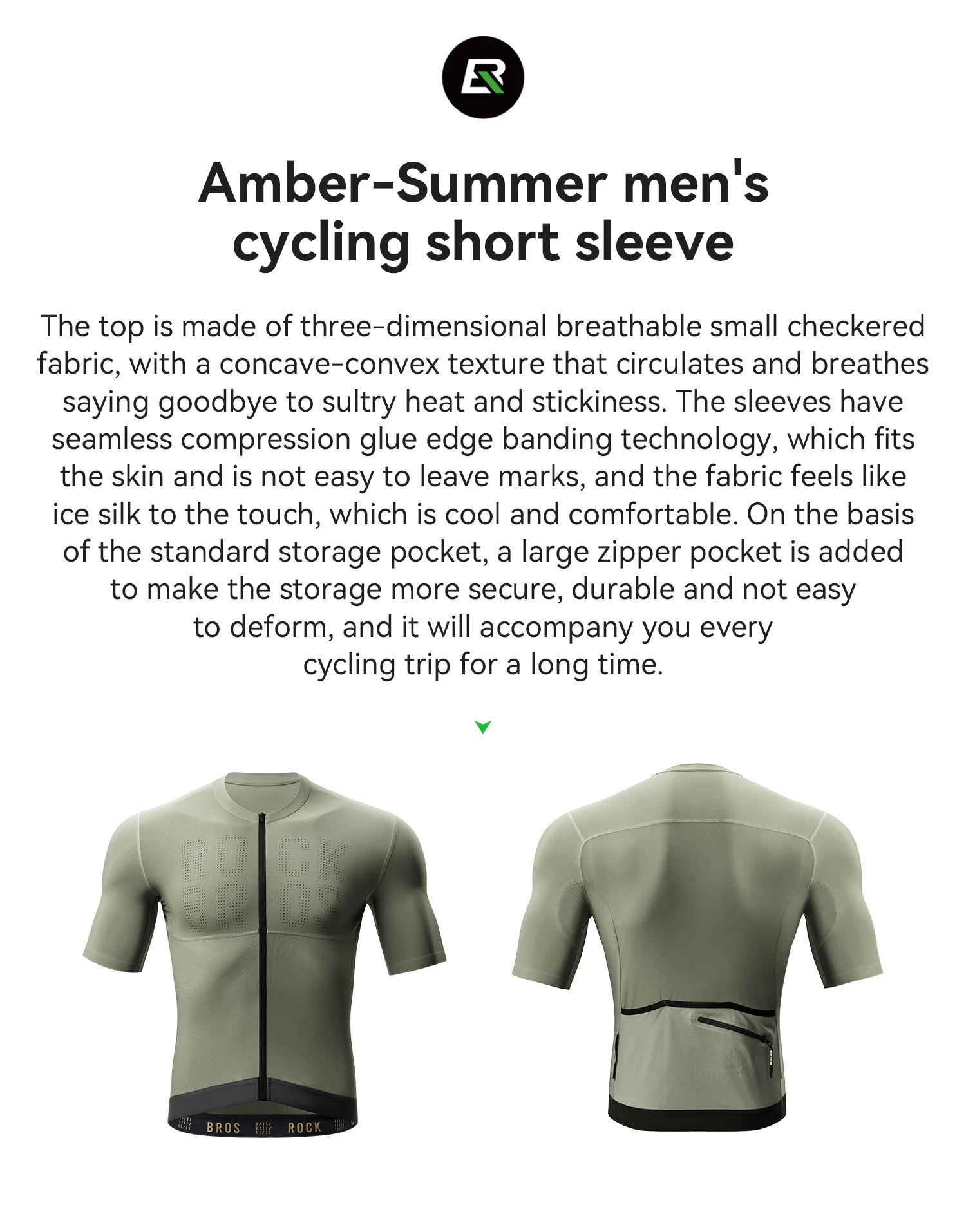 ROCKBROS Fahrradbekleidung Sommer Atmungsaktives Herren-Kurzarm-Fahrradtrikot Leichte Coole Rennrad MTB Fahrradbekleidung – Detail 2