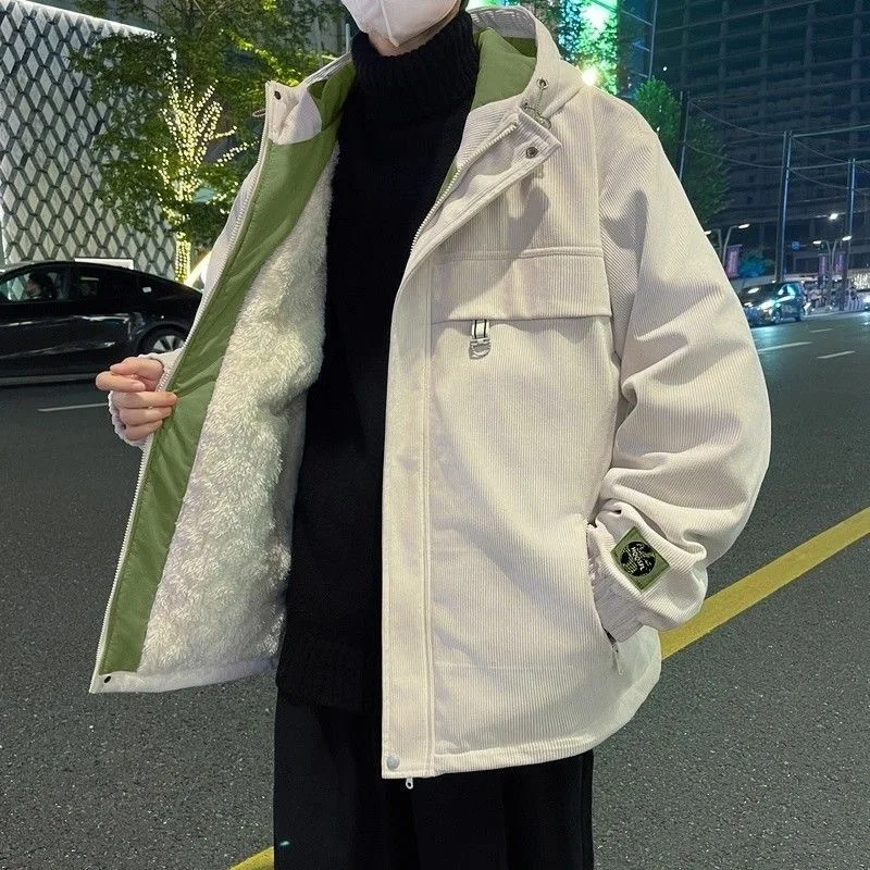 

New Autumn and Winter Fashion Trend With Thick Fleece and Warm Hooded Jacket For Men's Casual Loose Sports High-Quality Jacket