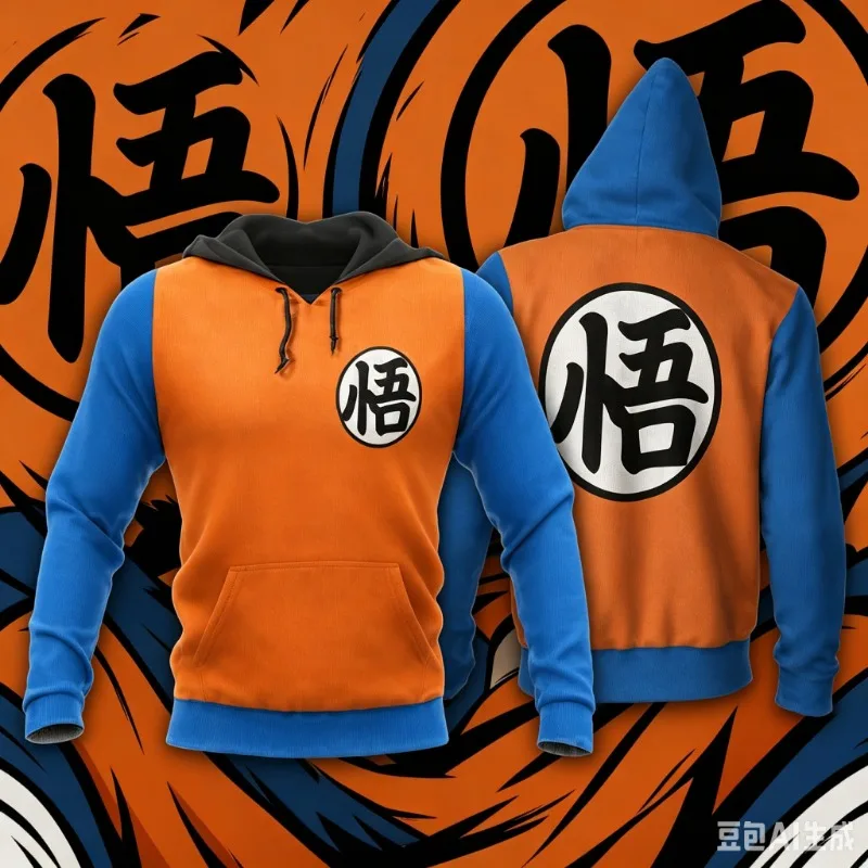 Bandai Brand Dragon Ball Top-level Men's Jacket with Hood and Pullover - Goku and Beegita's Super Saiyan Outfits