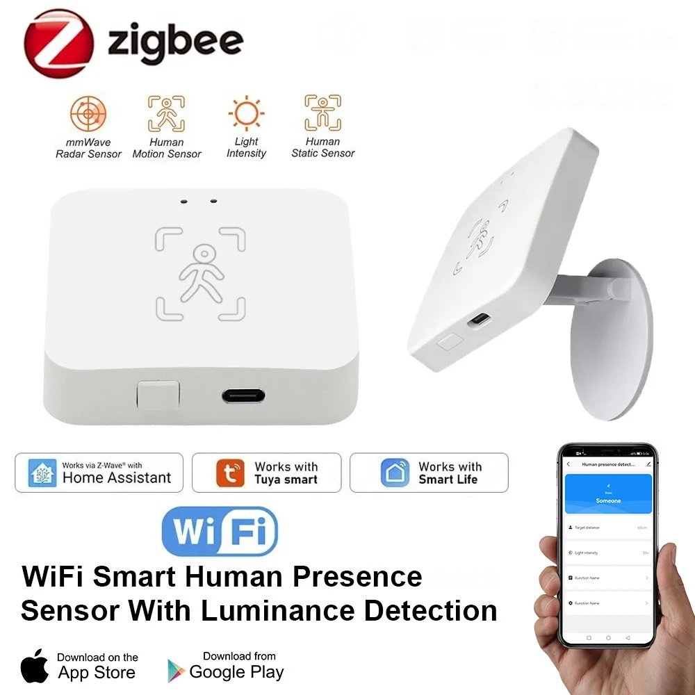 

Zigbee Human Presence Detector Smart Human Body PIR Sensor MmWave Radar Microwave Motion Sensor Intensity Detect DC5V