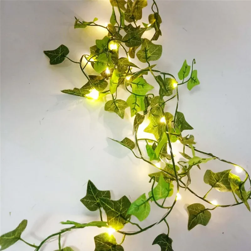 Bloem Groen Blad String Lights Kunstmatige Wijnstok Sprookjes Batterij Aangedreven Kerstboom Slinger Licht Voor Wieden Home Decor