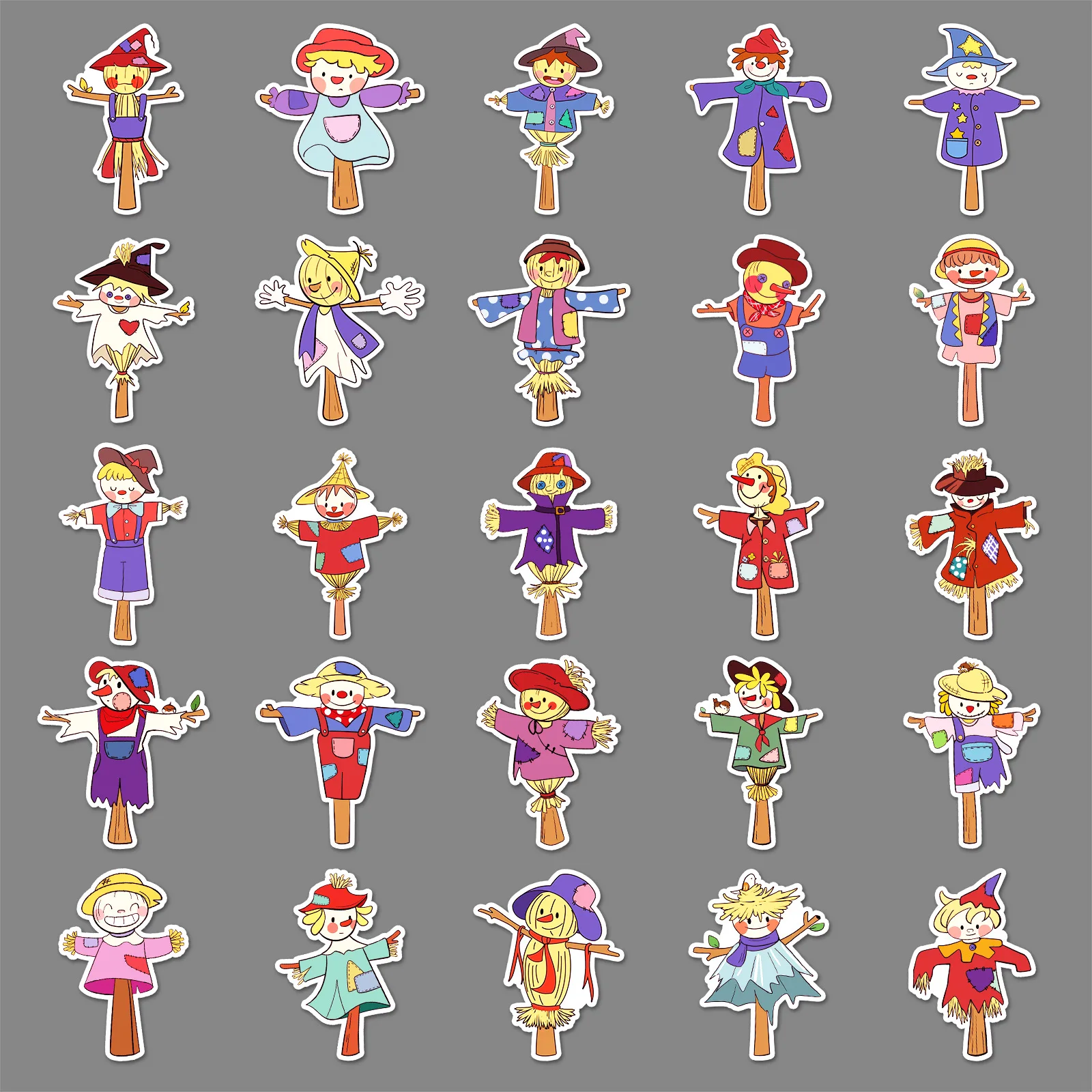 50Pcs Scarecrow Graffiti Stickers Cartoon Cute Hand drawn Decorative Stickers DIY Guitar Phone Laptop Water Cup Skateboard