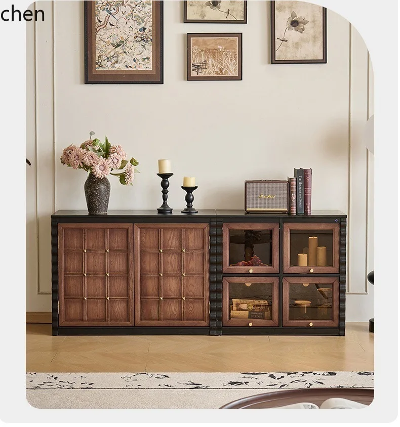 ZML Floor-standing Solid Wood TV Cabinet Living Room Home Combination Storage Cabinet
