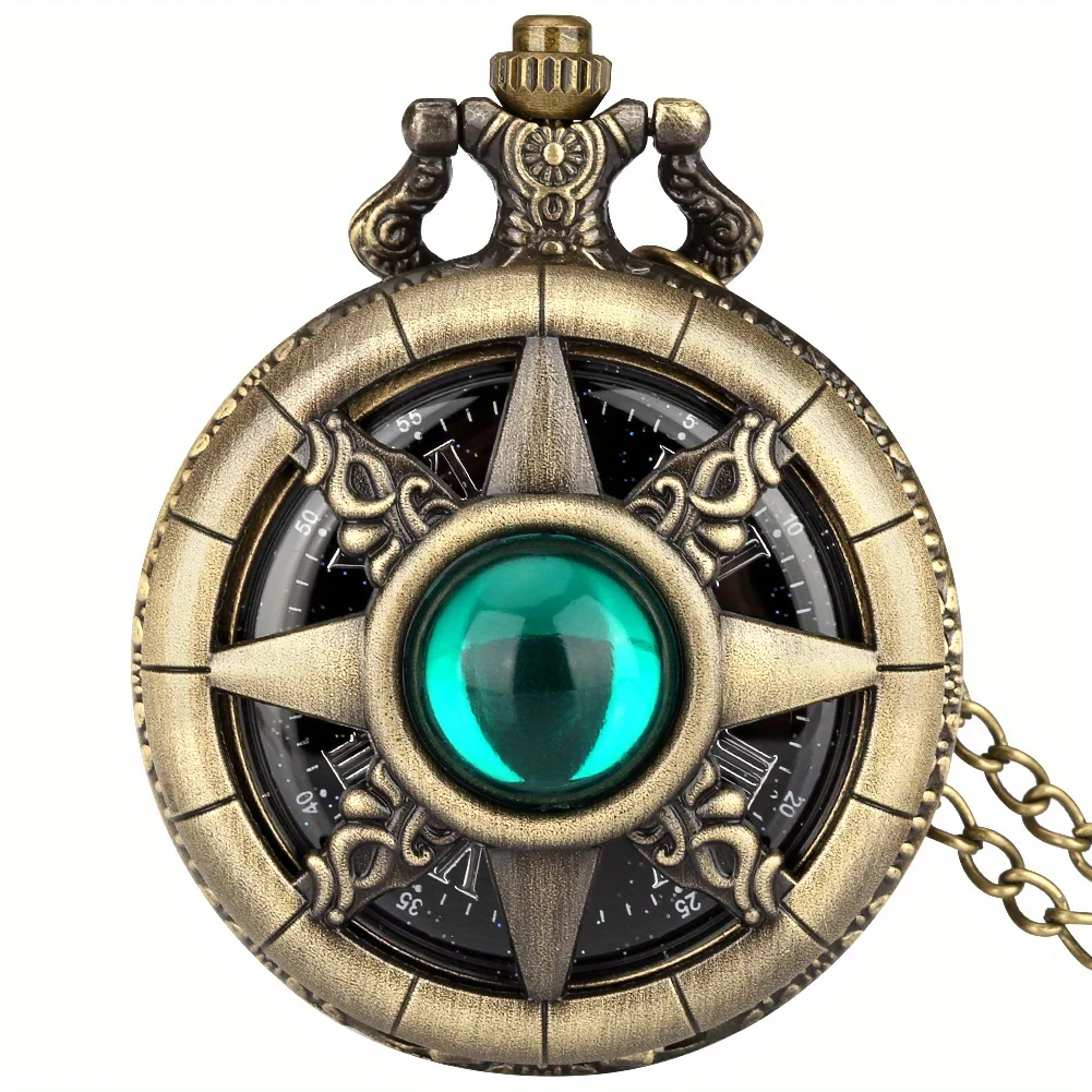 Y2K Cartoon Anime Round Pointer Quartz Watch Vintage Rhinestone Cosplay Necklace Chain Watch For Women Men Collector Gift