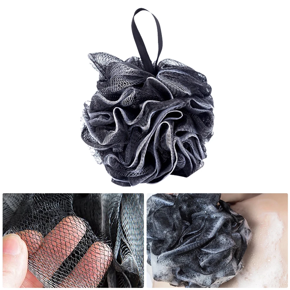 Black Large Adult Bath Ball Shower Sponge Exfoliating Mesh Brush Clean Body Wash Black Bubble Rubbing Body Wash Ball Child