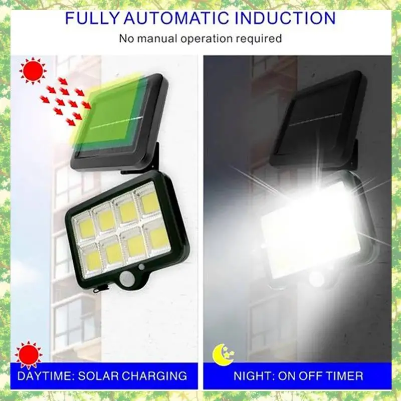 Smart-4Pc 2000 lúmenes 160 Leds colector Solar luces IP65 impermeable con cable Sensor de movimiento reflector de seguridad 360 grados ajustable