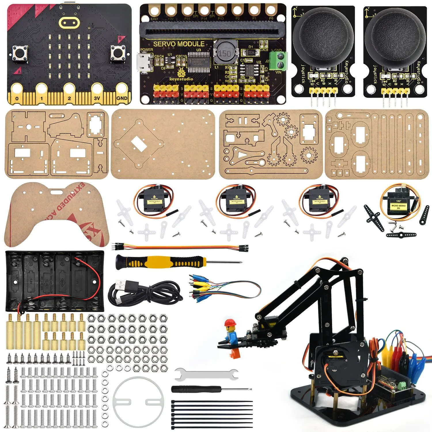 Keyestudio Robot Arm Microbit Learning Kit With Microbit Board For BBC Micro:Bit Programming Learning Kit