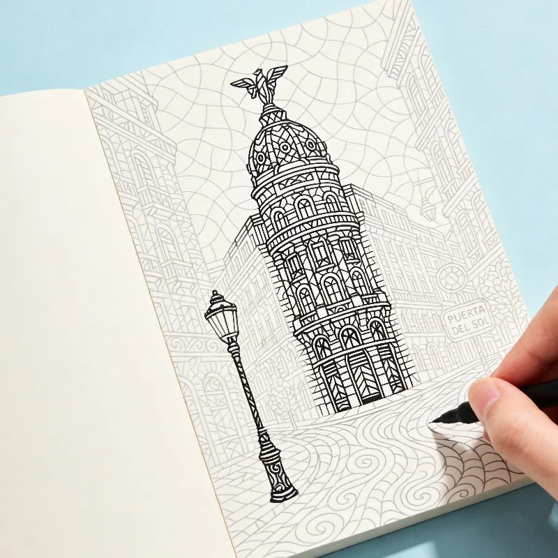 

A 24 Page, Sketchbook for Calming Down and Stress Relief, Including Line Drawing and Coloring, Multi Theme Coloring, No Pens