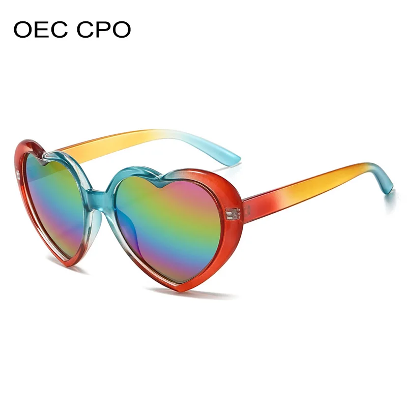 

OEC CPO Fashion Heart Shaped Sunglasses Women Retro Mirror Shades UV400 Men Trending Sun Glasses Female Multicolored Eyewear