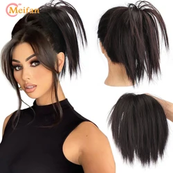 MEIFAN-extensiones de pelo liso de moño desordenado sintético, banda elástica, moño esponjoso, envoltura Scrunchy Updo, postizo falso para mujer