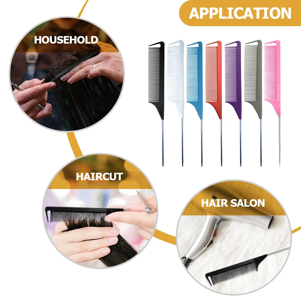 

6Pcs Colorful Rat Tail Comb Dense Teeth Anti Fade Break Styling Tool for Smooth Hair Home Salon Barber Tail Comb