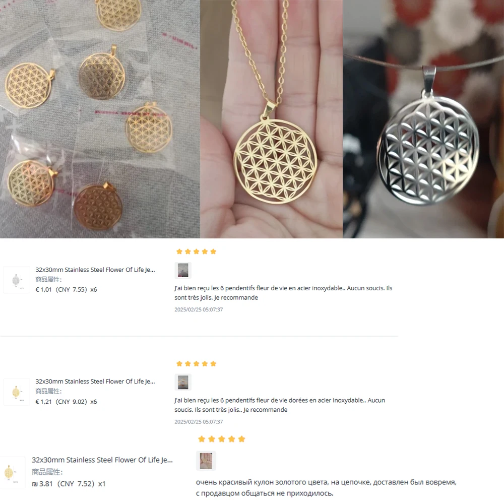 32x30mm Stainless Steel Flower Of Life Jewelry Charms Diy Women Necklace Findings Handmade Earrings Bracelets Pendants Accessory