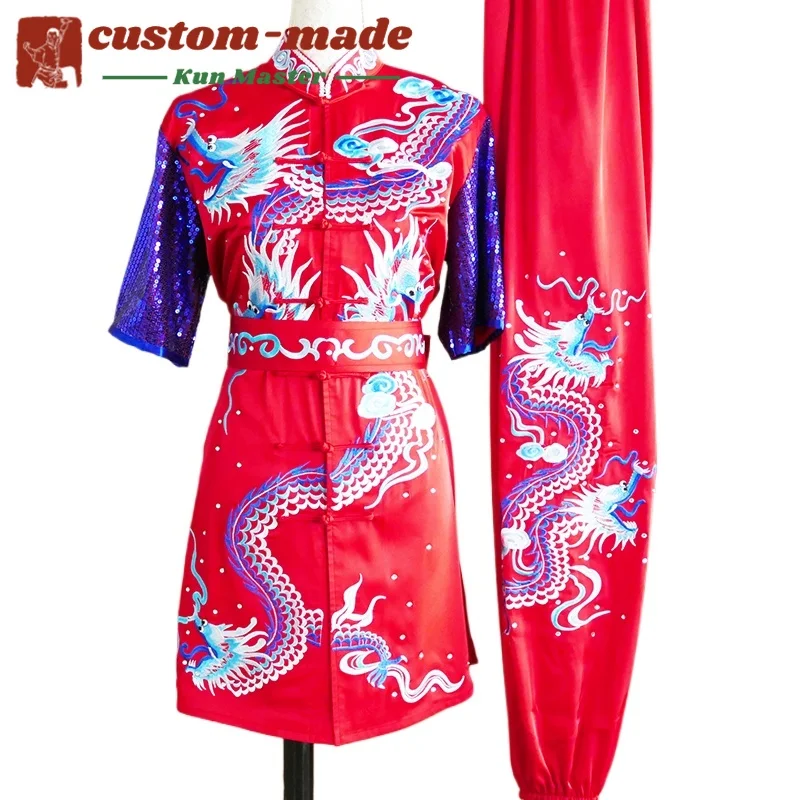 

Custom Martial Arts Uniform Kung Fu Suit with Dragon Embroidery Southern Fist Long Fist Reinforced for KungFu Forms Competition