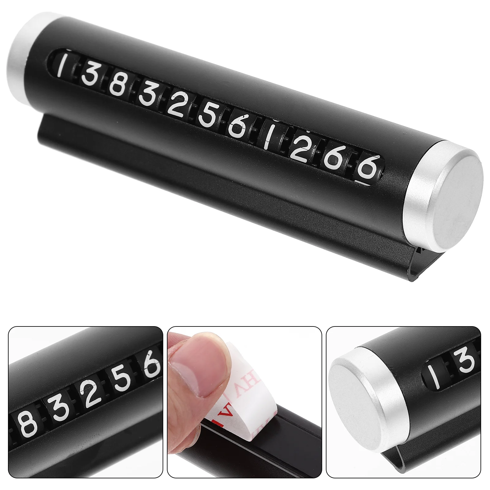 

Temporary Parking Card Car Number Phone Aluminum Alloy Plate Black Emergency Easy Install Auto Accessories