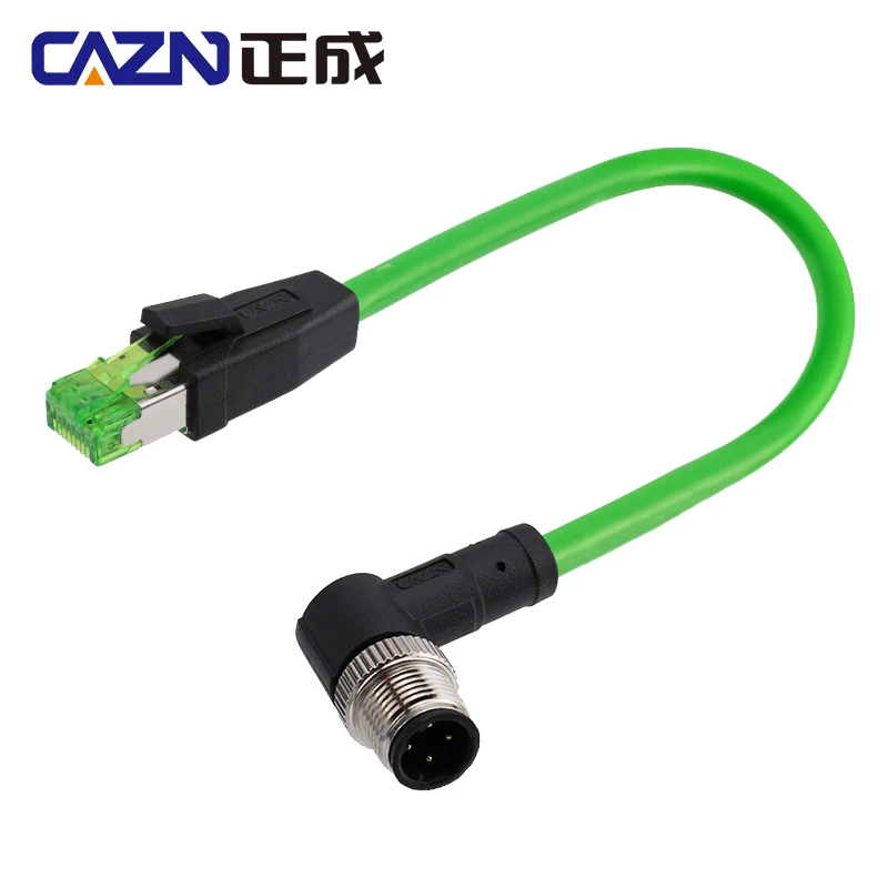 Ethernet M12  Connector Male 4 pin D code to RJ45 Networking Cable for Industrial Ethernet Profinet