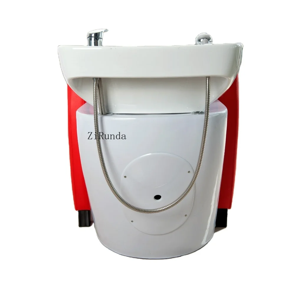 مسند قدم مريح أثاث صالون الشعر الأحمر وحدة غسيل من الألياف الزجاجية كرسي شامبو لصالون الحلاقة #3