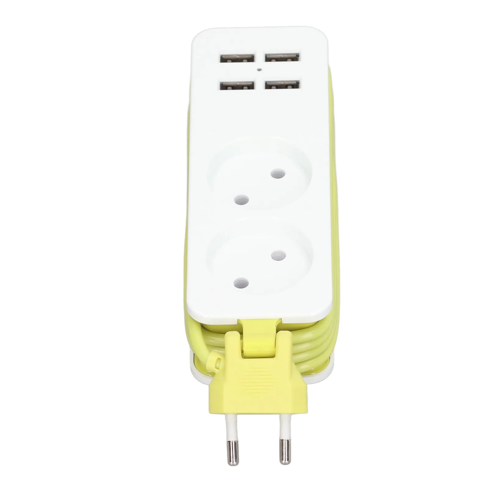 EU Plug Power Strip 1200W 10A Power Strip 2 Round Sockets 4 USB Ports Power Socket for Phone Laptop Smartphones Tablets