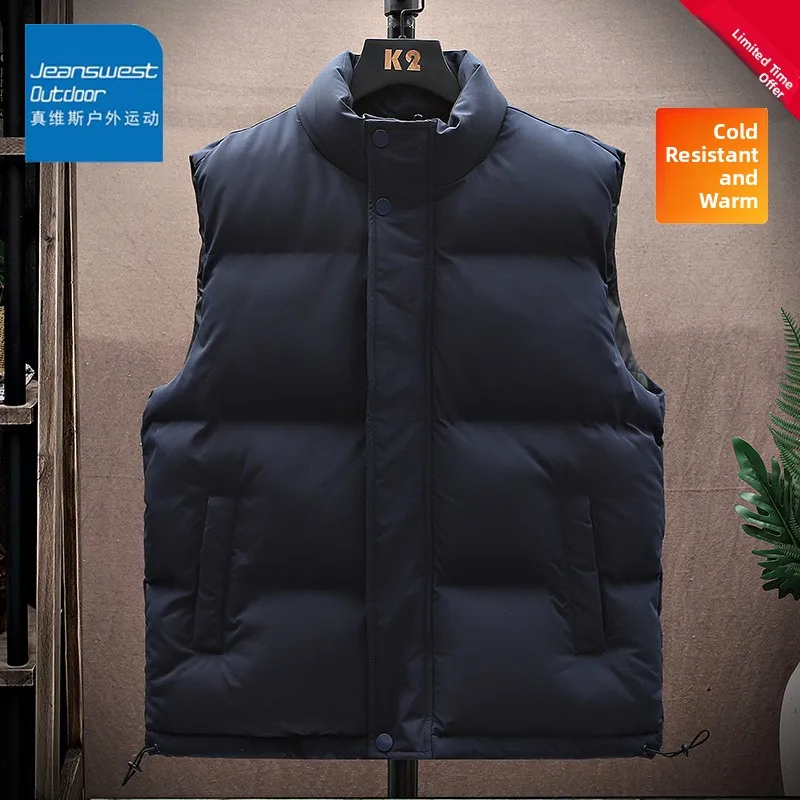 

Jeanswest Outdoor Thiened down Cotton Jaet Winter Warmth Stand Collar Sports Coat Bread Sle Vest Youth Faion Polyeste...