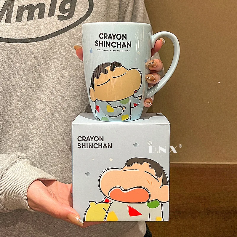 Crayon Shin-chan Life Series Ceramic Cup Cute Kids Mug 520ml Large Capacity Office Coffee Milk Cup Girl Birthday Gift Water Cup