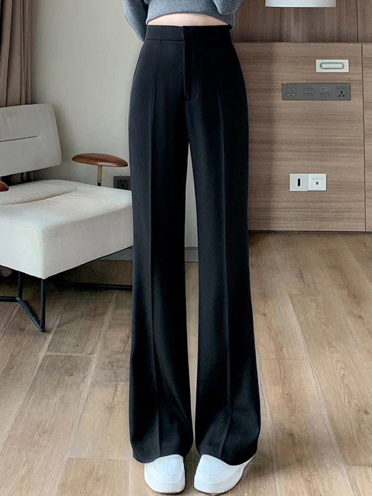 New 2024 Autumn Suit Pants For Women High Waist Full-Length Straight Trousers Womens Vintage Korean Style Simplicity Clothing