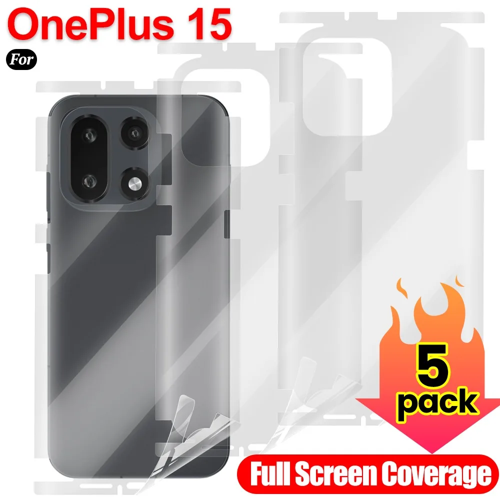 

1-5Pack for OnePlus 15 HD Side Frame Back Full Coverage Protective Film Anti-Scrach Border Hydrogel Film Accessories Not Glass
