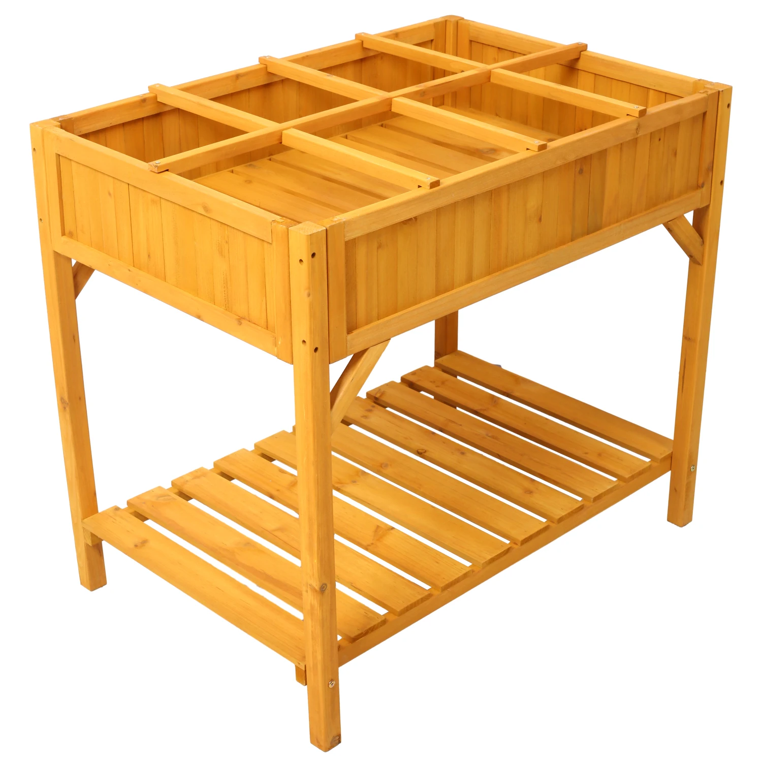 

Raised Garden Bed with Legs, Wooden Elevated Planter Box with 8 Grids Divider & Protective Liner, Standing Garden Planter Bed fo