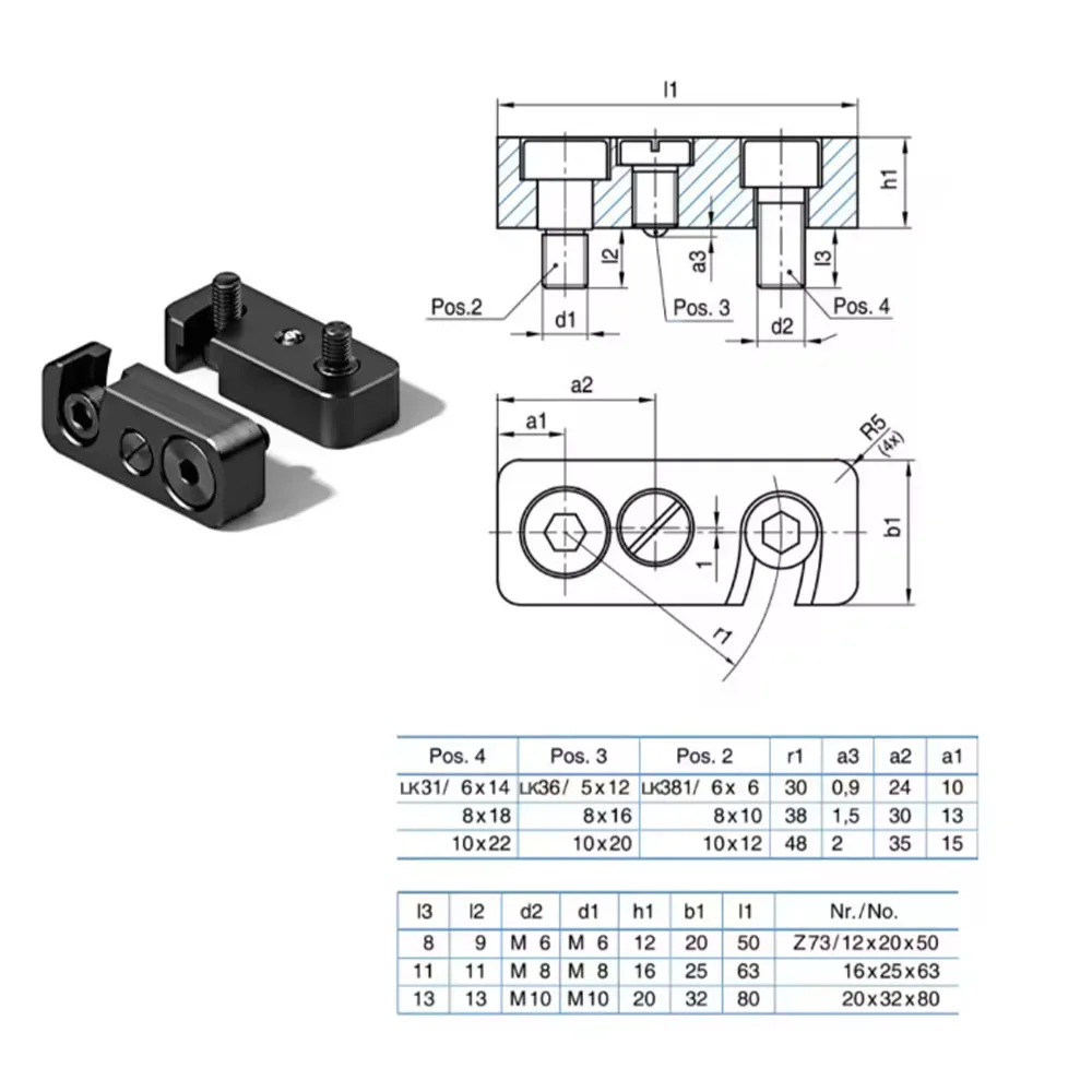 Mold Safety Latch Lock Set Ball Spring Screw Shoulder Screw Injection Mold Standard Replacement Component for Plate Mold
